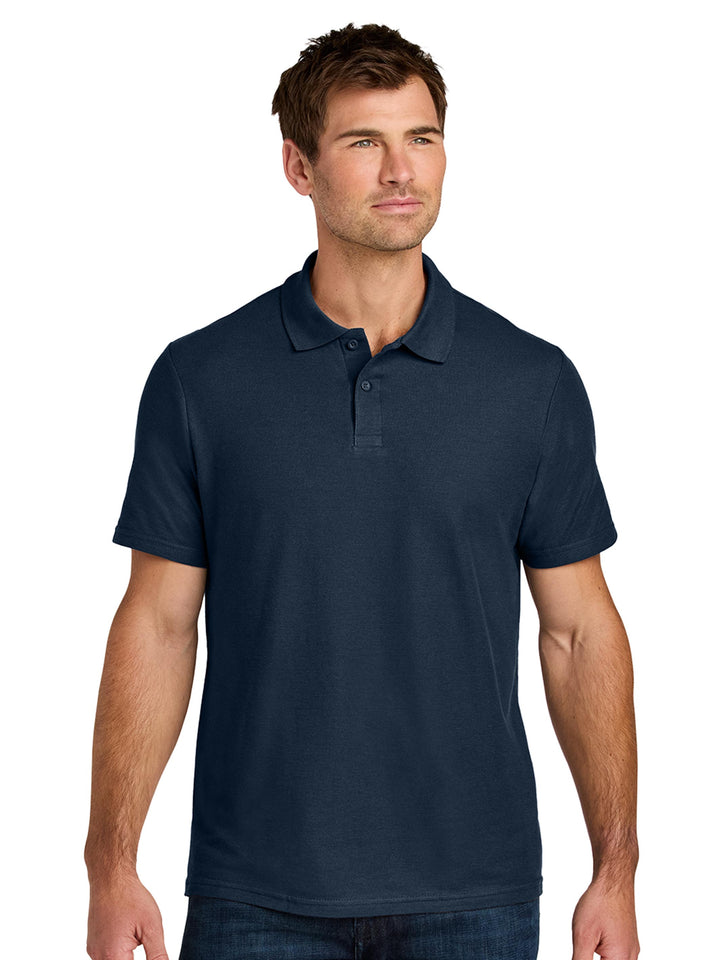 Navy Gildan Softstyle Adult Pique Polo with a classic fit, crafted from soft cotton for a comfortable and stylish everyday wear option.