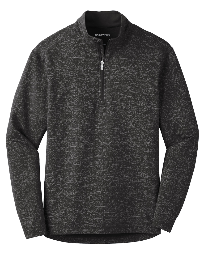 Sport-Tek Sport-Wick Stretch Reflective Heather 1/2 Zip Pullover in black, featuring a heathered texture and moisture-wicking performance fabric.