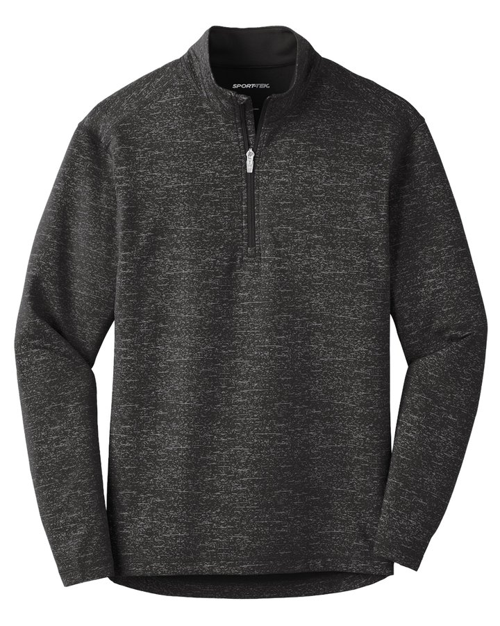 Sport-Tek Sport-Wick Stretch Reflective Heather 1/2 Zip Pullover in black, featuring a heathered texture and moisture-wicking performance fabric.
