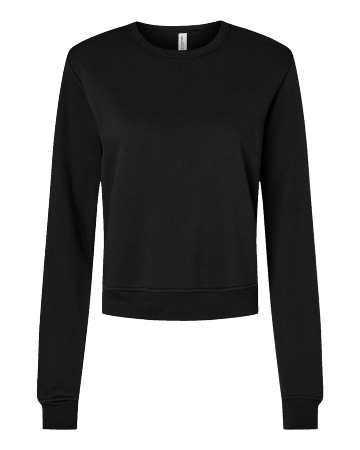 Bella and Canvas Women's Sponge Fleece Classic Crewneck in black, offering a timeless, versatile look with ultra-soft fleece for everyday wear.