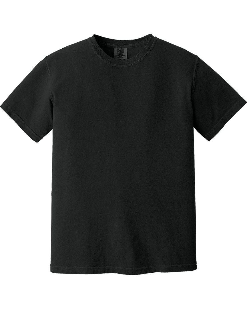 Custom Comfort Colors ultra-soft heavyweight t-shirt in black. Made from ring-spun cotton for a premium feel, perfect for personalization.