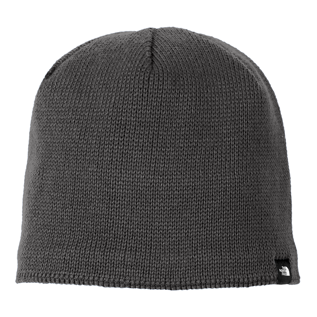 Charcoal gray The North Face® Mountain Beanie with a snug fit and soft knit fabric. A stylish and warm accessory for winter adventures.