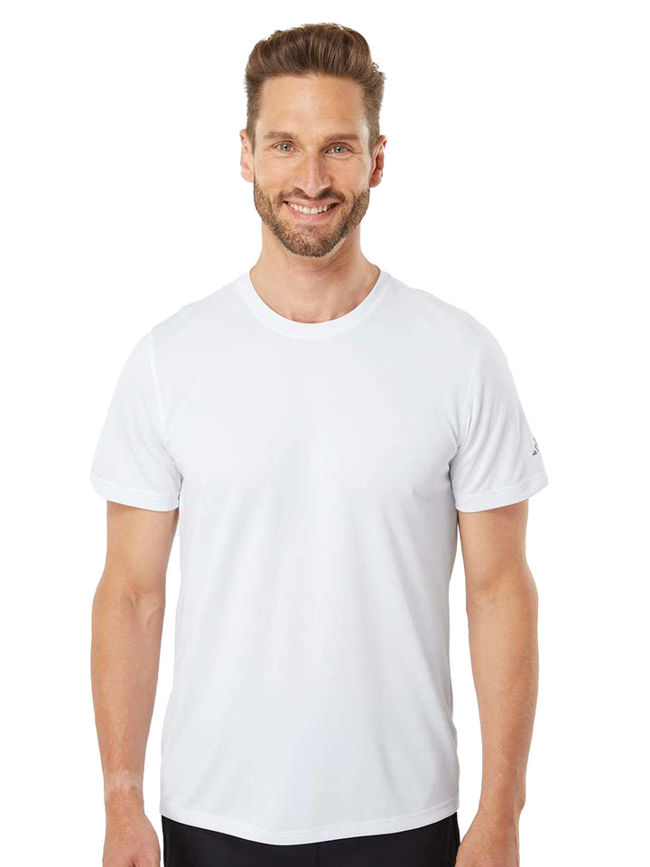 Adidas Sport T-Shirt in classic white, ideal for customization with logos or designs. Lightweight and breathable material.