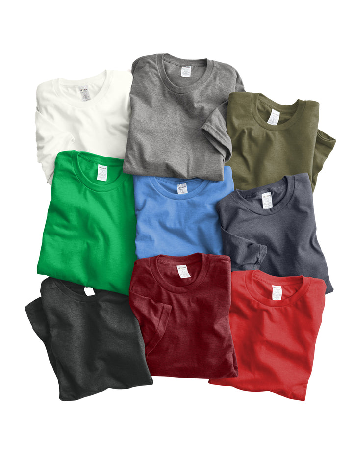 Collection of Custom Allmade Tri-Blend Tees in multiple colors. Comfortable and eco-conscious, perfect for custom prints or logos.