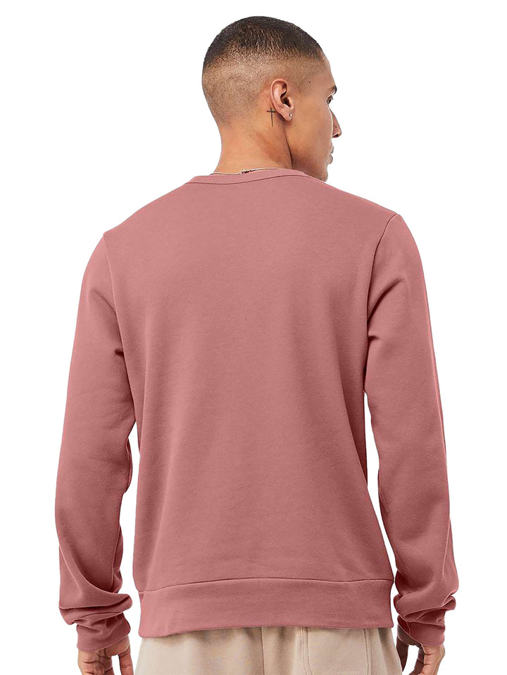 Back view of the Custom Bella and Canvas Sponge Fleece Sweatshirt in mauve, highlighting its seamless design and soft sponge fleece fabric.