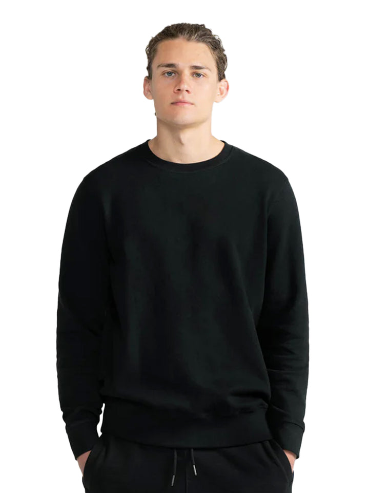 Black Original Favorites French Terry Crewneck made from 100% organic cotton, offering a classic and sustainable wardrobe essential.