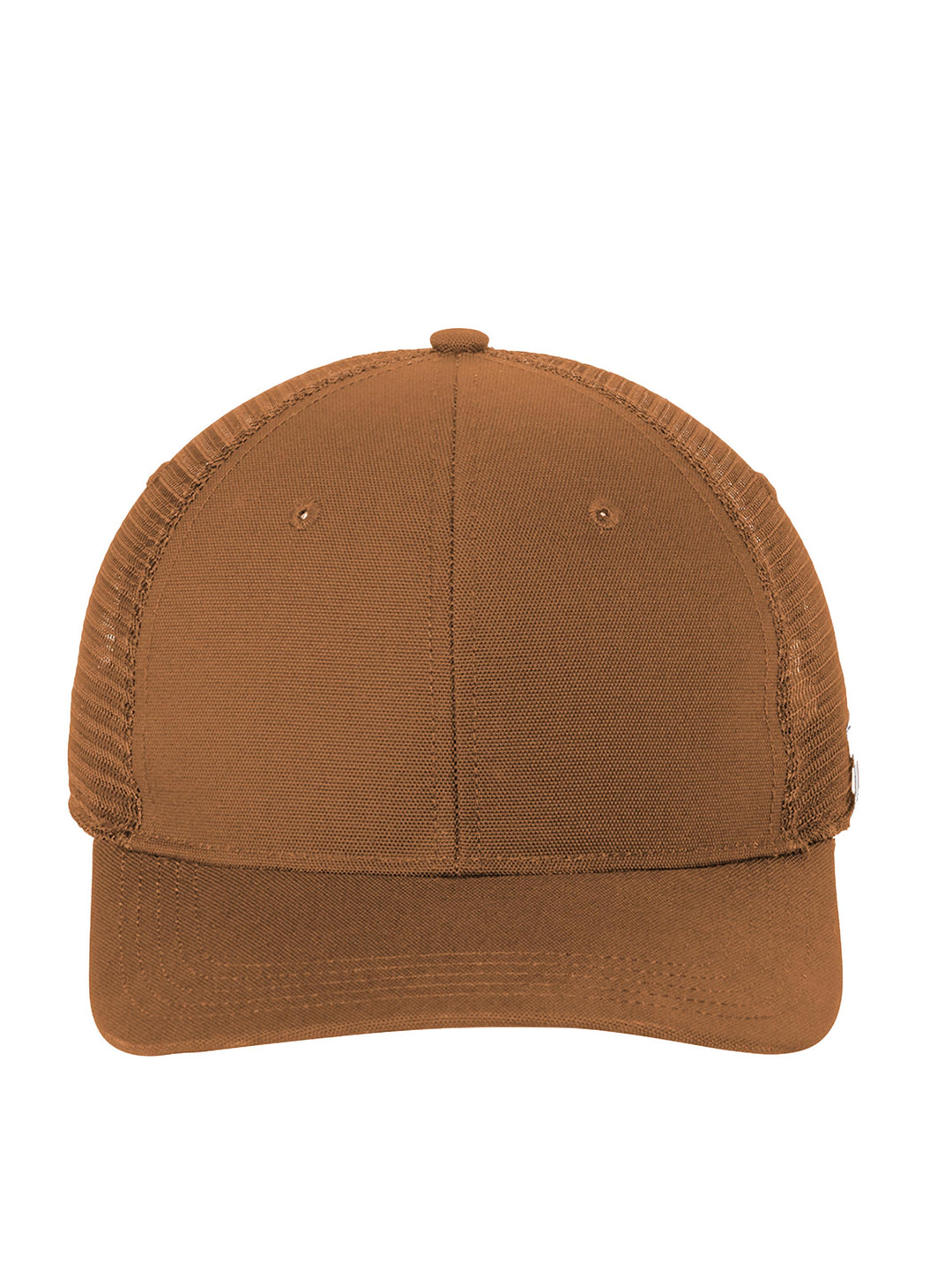 Front view of brown Custom Carhartt Canvas Mesh Back Cap, showcasing structured canvas front and durable stitching for everyday wear.