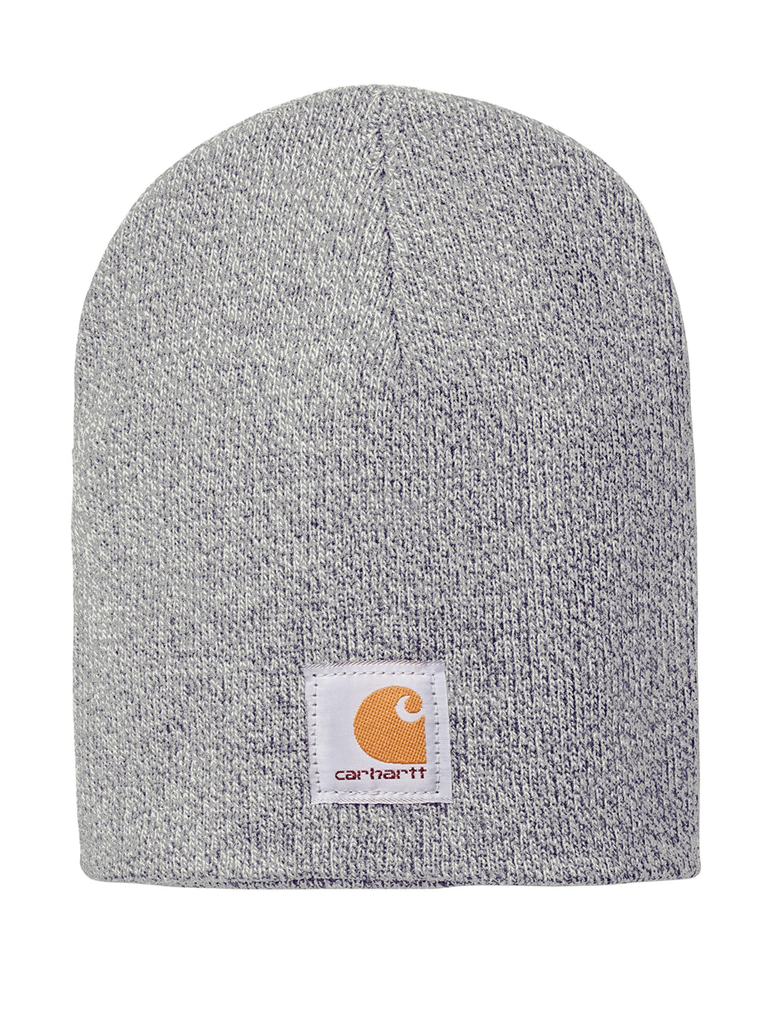 Carhartt® Acrylic Knit Hat Beanie in gray heather with a fold-over cuff and Carhartt logo patch, designed for warmth and comfort.