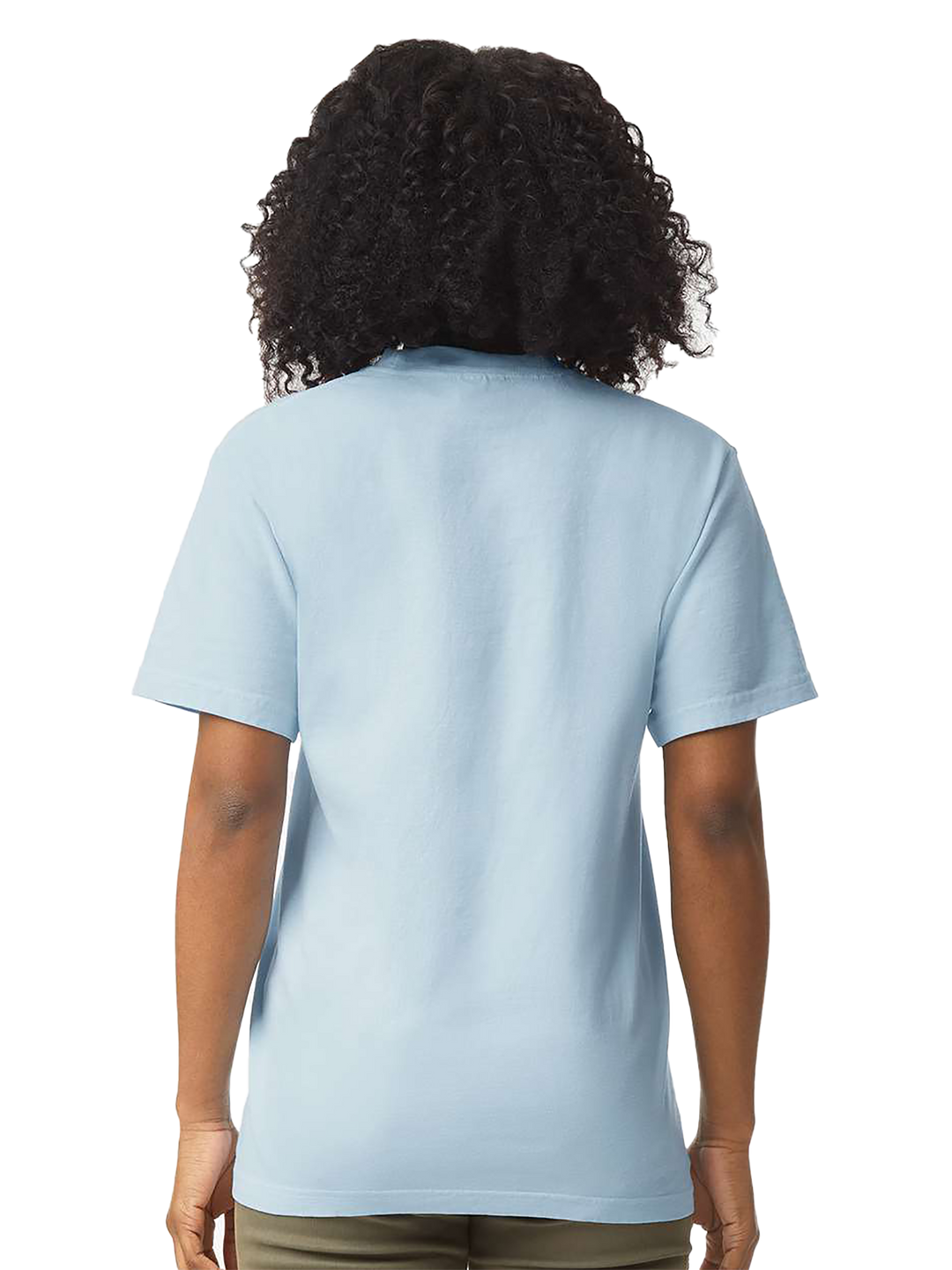 Back view of the light blue Comfort Colors Auntie T-Shirt. High-quality fabric and relaxed fit from Kavy's Customs.