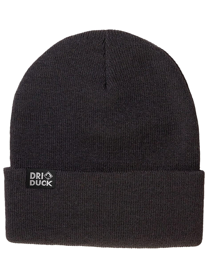 Custom DRI DUCK Coleman Cuffed Beanie in black, featuring a durable knit design and fold-over cuff. Ideal for work or casual wear with custom embroidery.