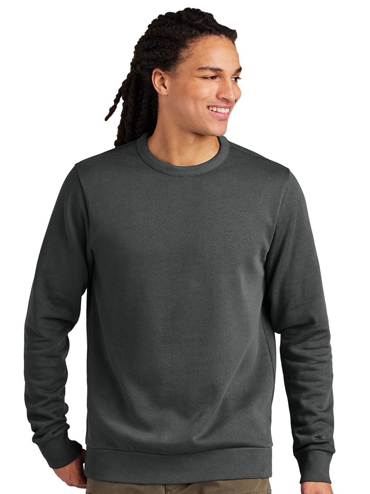 Custom District Wash Fleece Crewneck in charcoal. A heavyweight, thick crewneck sweatshirt perfect for layering and customization.