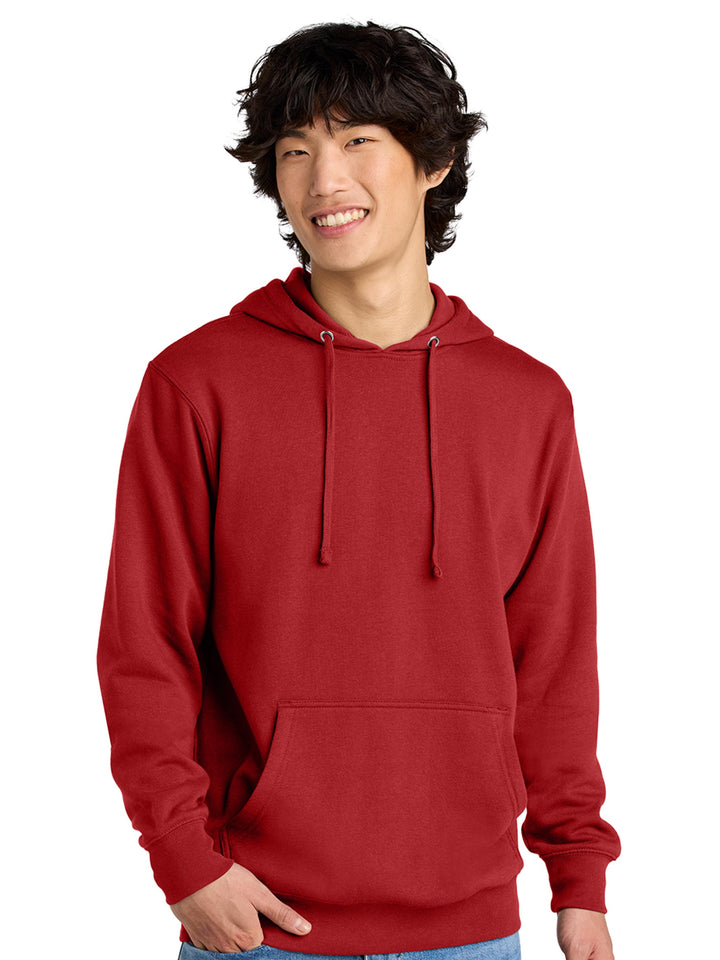 Red pullover hoodie with a classic design and front pocket. A bold and stylish choice for any wardrobe.