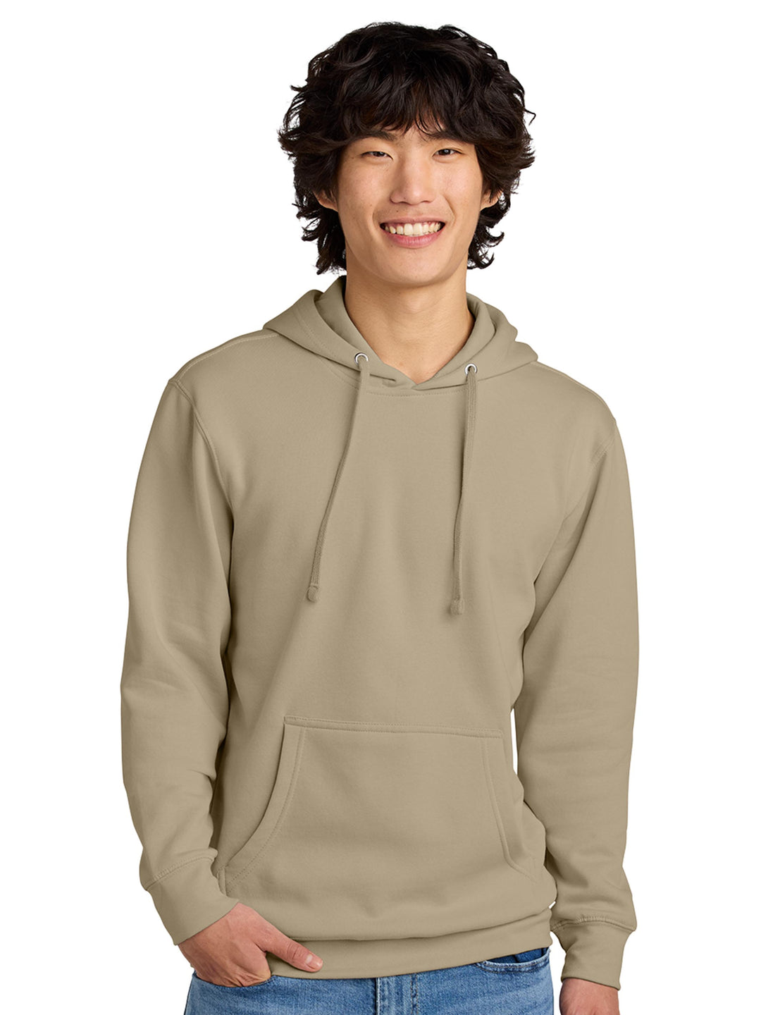 Beige hoodie with a relaxed fit and front pocket. A neutral and stylish choice for layering or casual wear.