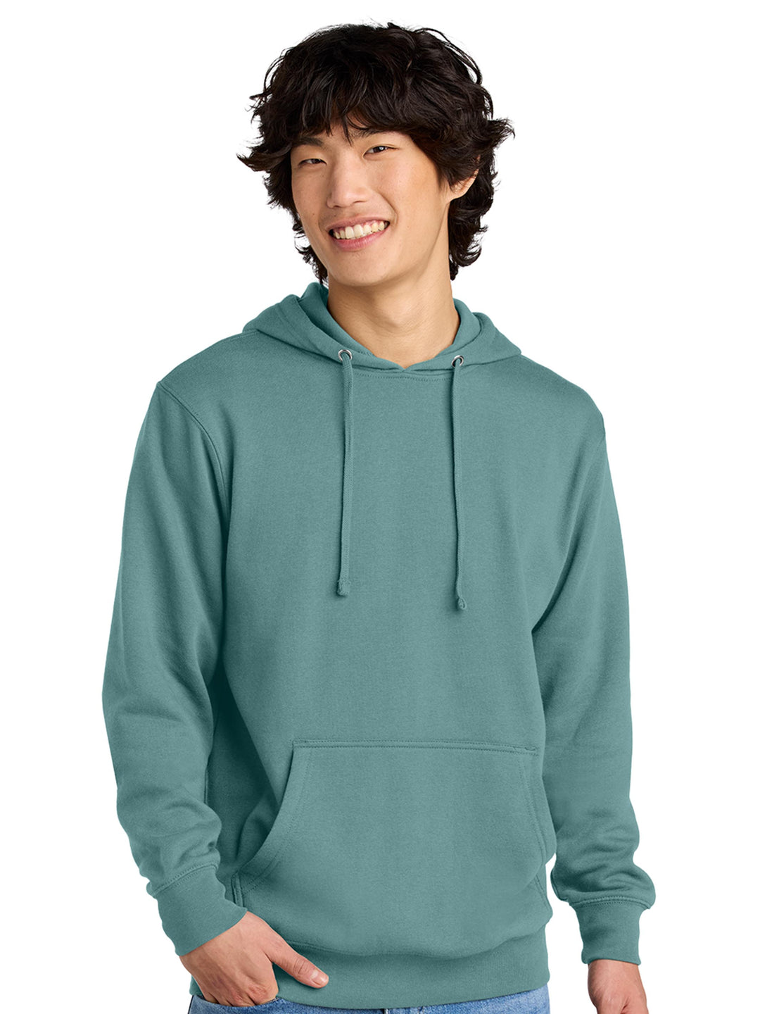 Teal hoodie with a soft fabric and relaxed fit. A stylish and cozy option for layering or casual wear.