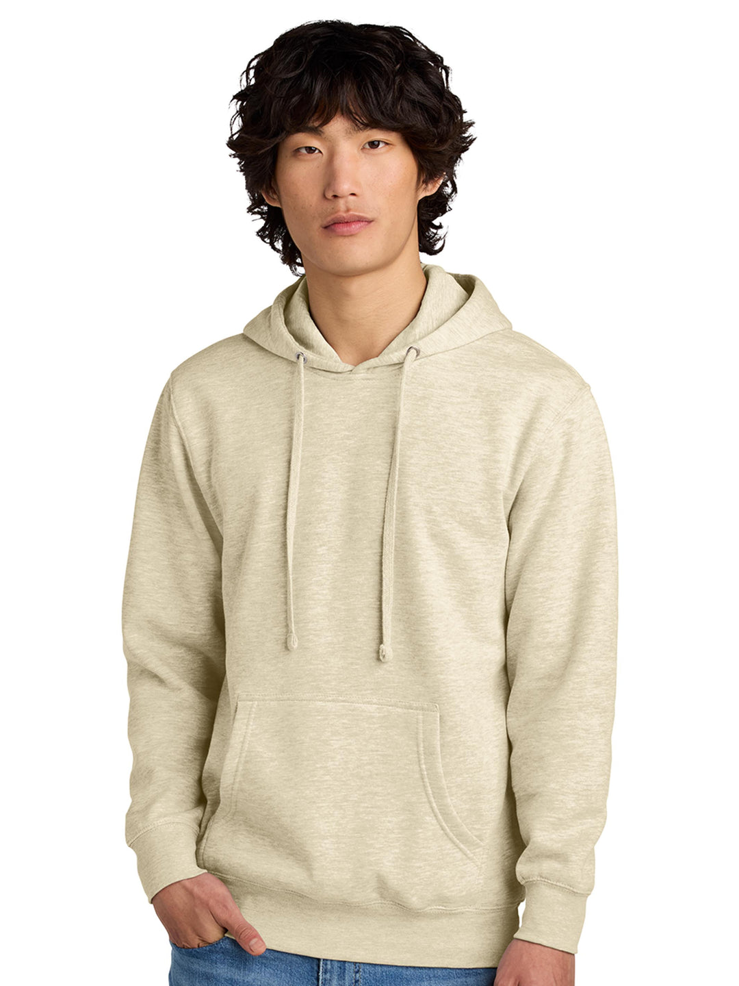 Heather beige hoodie with a classic pullover design and front pocket. A neutral and stylish choice for any occasion.