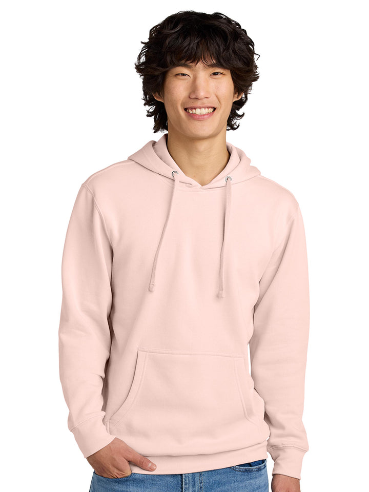 Light pink hoodie with a soft fabric and relaxed fit. A stylish and cozy option for layering or casual wear.