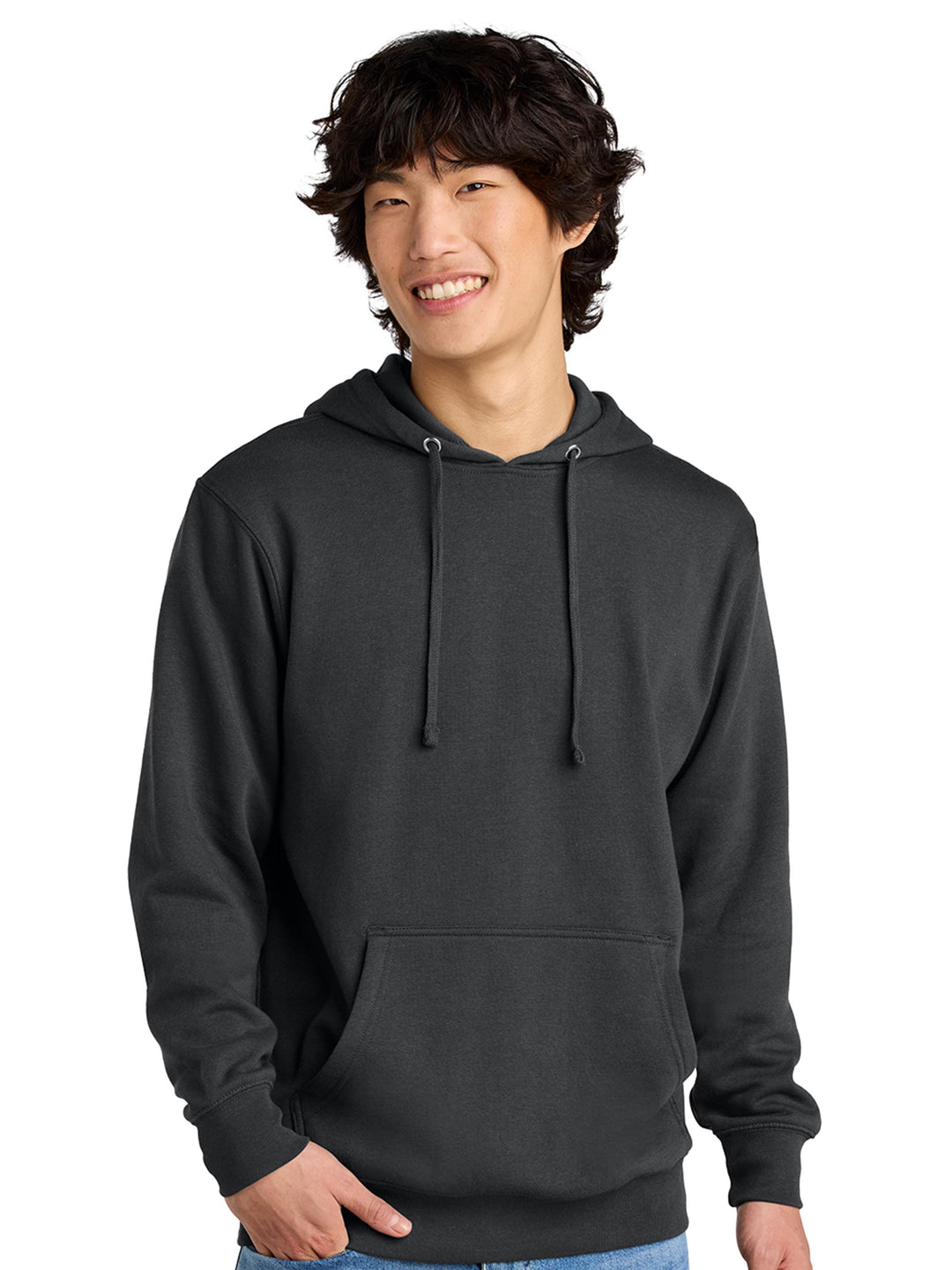 Charcoal gray hoodie with a soft fabric and relaxed fit. A stylish and cozy option for casual wear.