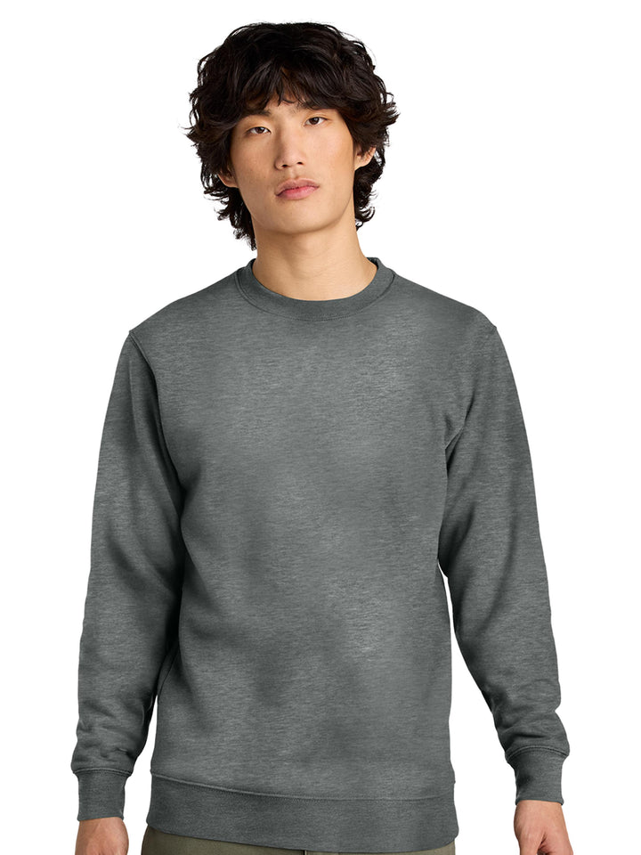 Front view of a charcoal gray Porsche 911 sweatshirt. Customizable embroidery on a high-quality crewneck.