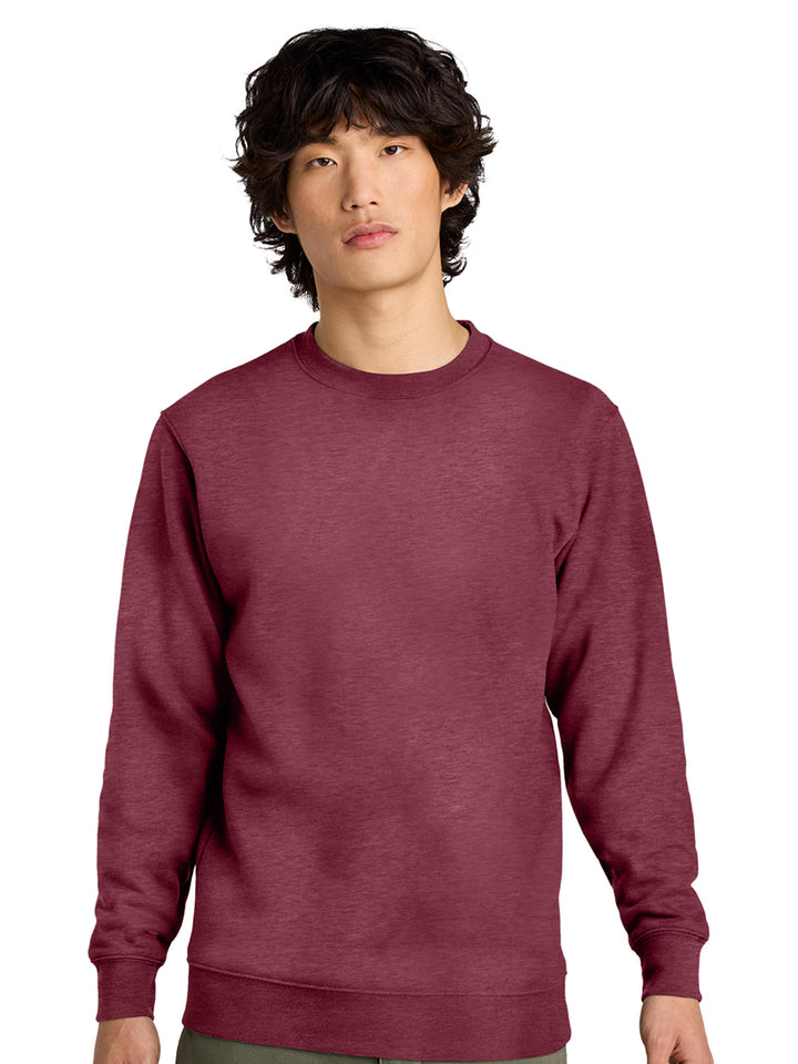 Front view of a maroon Porsche 911 sweatshirt. Customizable car embroidery on a premium crewneck.