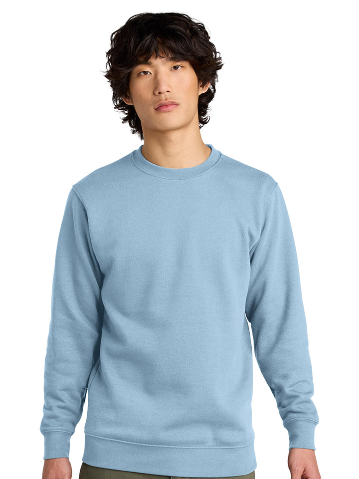 Front view of a light blue Porsche 911 sweatshirt. Customizable car embroidery on a high-quality crewneck.