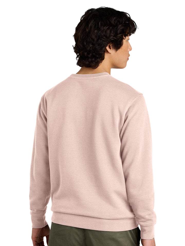 Back view of a pastel pink Porsche 911 sweatshirt. Classic crewneck design with a soft fabric blend.