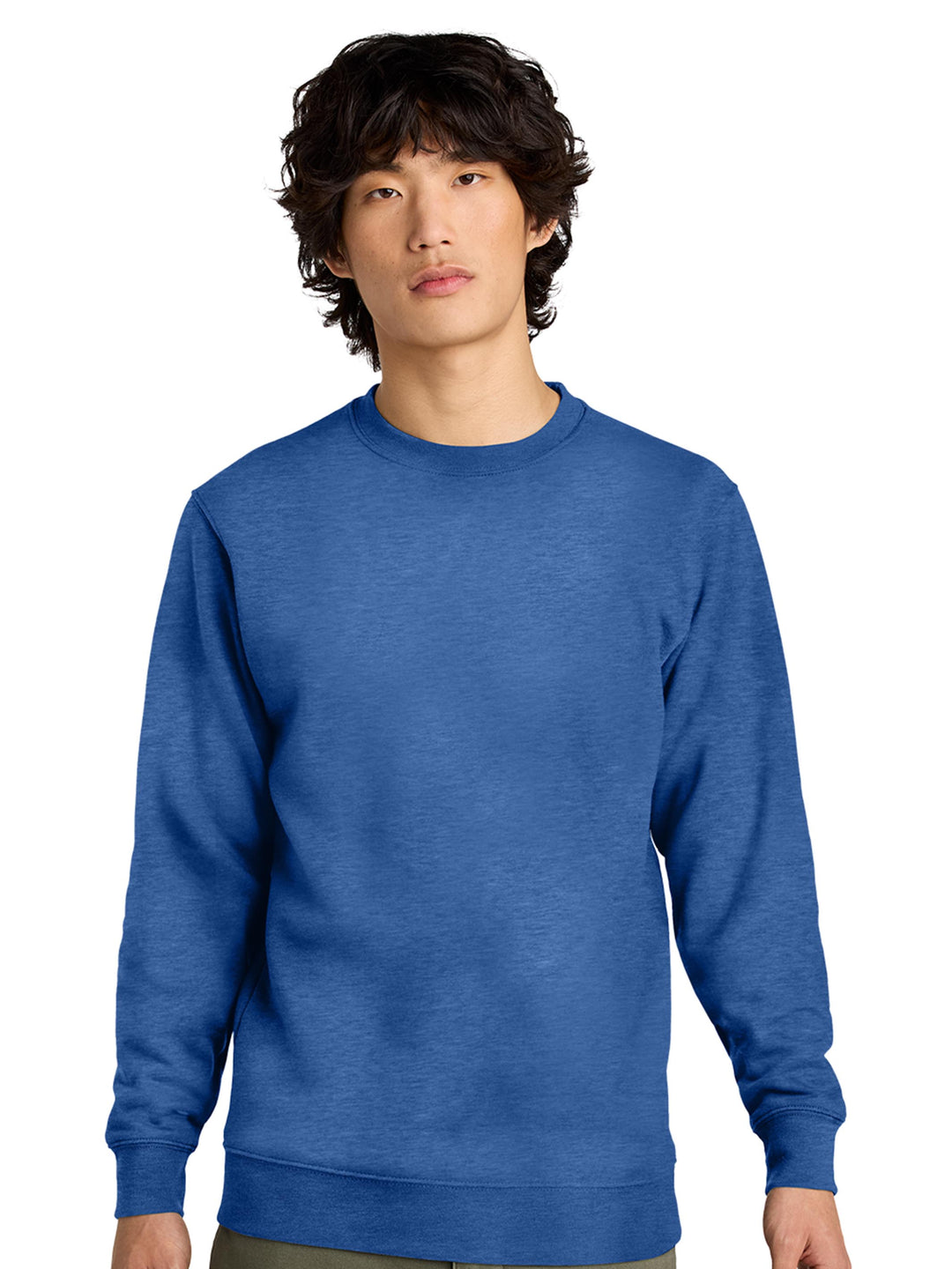 Front view of a royal blue Porsche 911 sweatshirt. Customizable car embroidery on a high-quality crewneck.