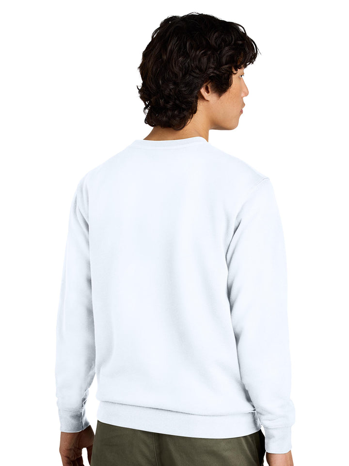 Back view of a white Porsche 911 sweatshirt. Soft and durable fabric with a relaxed fit.