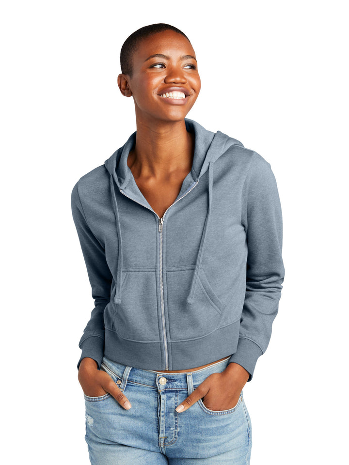 Women's District V.I.T. Fleece Cropped Zip Up Hoodie (8.3 oz 65/35 Ring Spun Cotton & Poly)