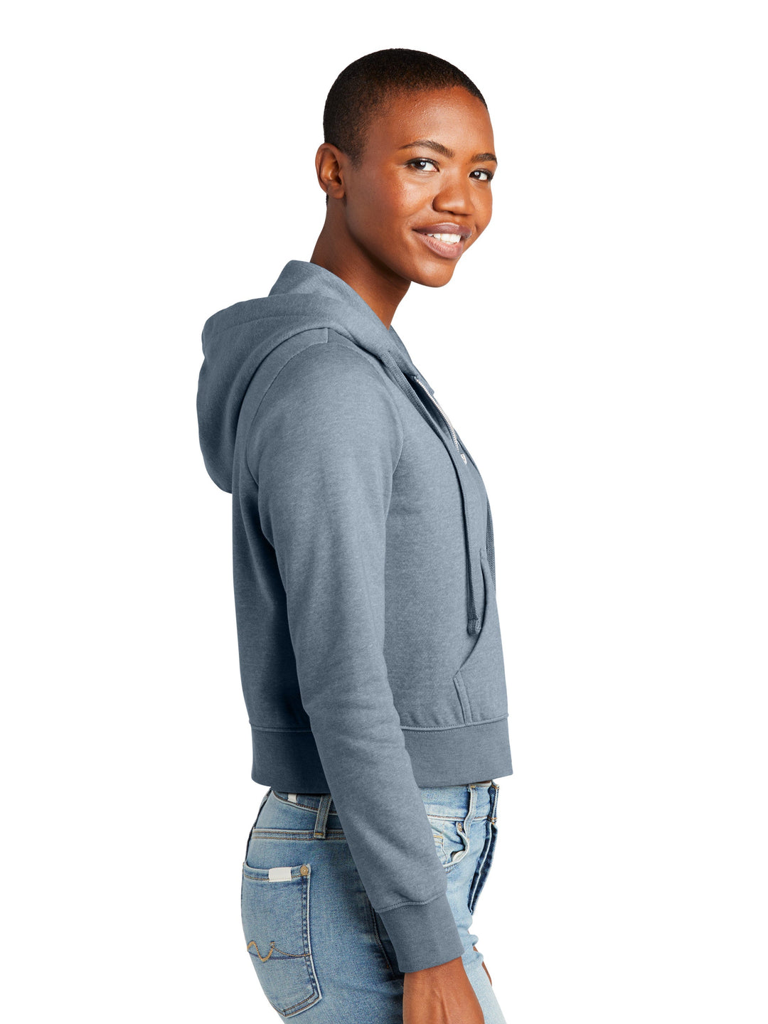 Women's District V.I.T. Fleece Cropped Zip Up Hoodie (8.3 oz 65/35 Ring Spun Cotton & Poly)