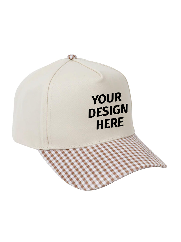 GINGHAM Print Brim Two Tone 5 Panel Cap