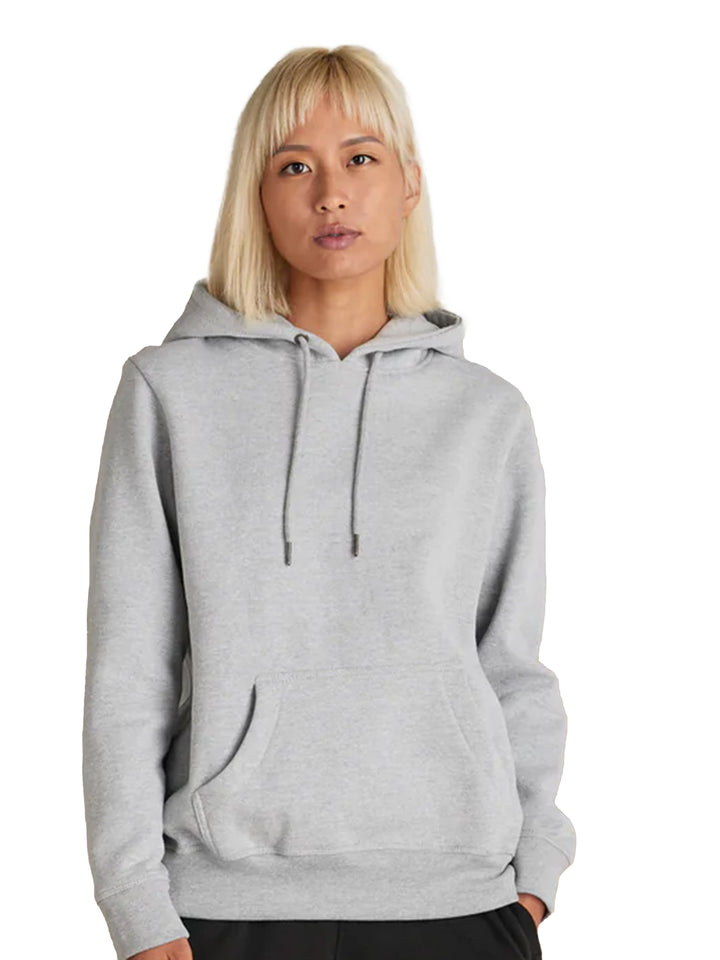Gray Original Favorites Heavyweight Hoodie with a unisex fit. Features a front pocket and adjustable hood, made from sustainable organic cotton.