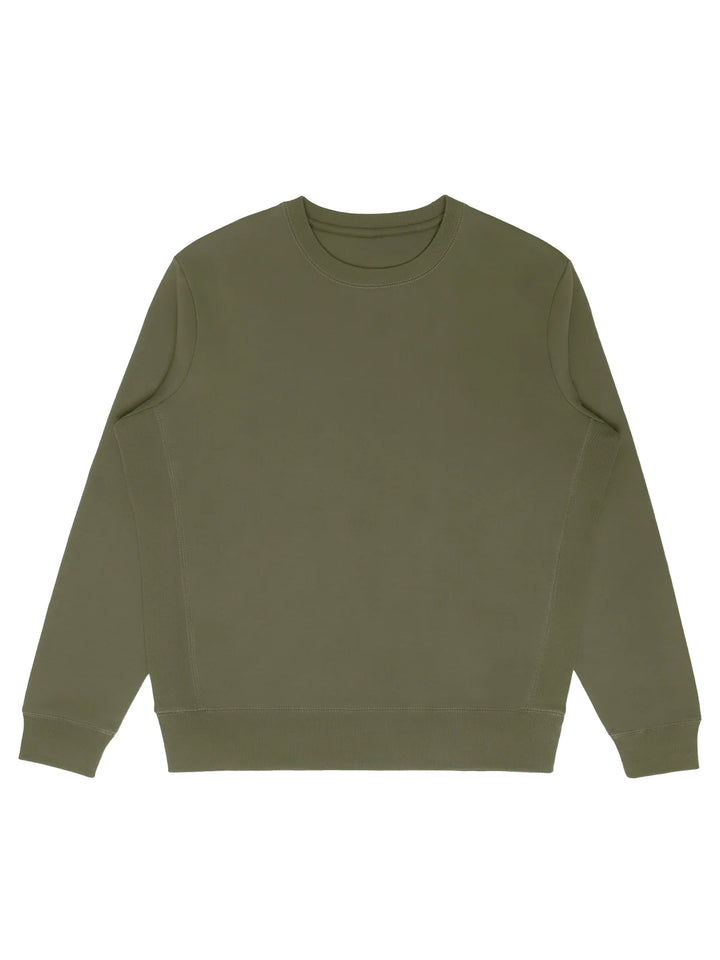 Olive green Original Favorites crewneck sweatshirt with a structured fit. Made from heavyweight fabric for long-lasting wear.