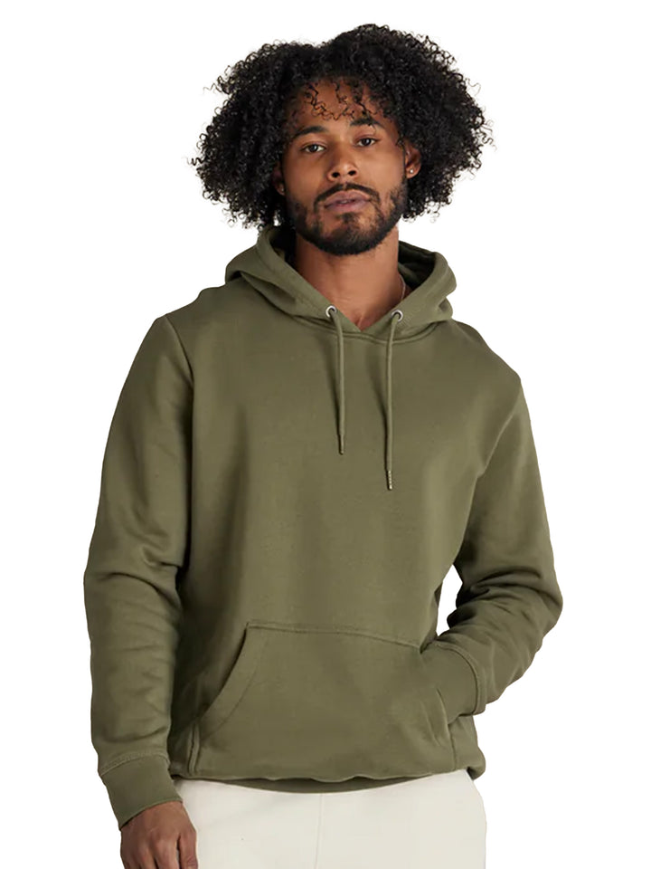 Olive green Original Favorites Heavyweight Hoodie with a relaxed fit. Features a front pocket and ribbed cuffs, made from premium organic cotton.