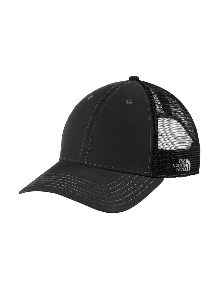 All-black The North Face Ultimate Trucker Cap with black mesh and contrast stitching, offering sleek style in headwear accessories.