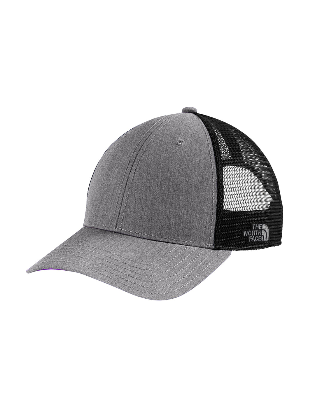 Heather gray The North Face Ultimate Trucker Cap with black mesh, offering a modern look in premium trucker hat design.