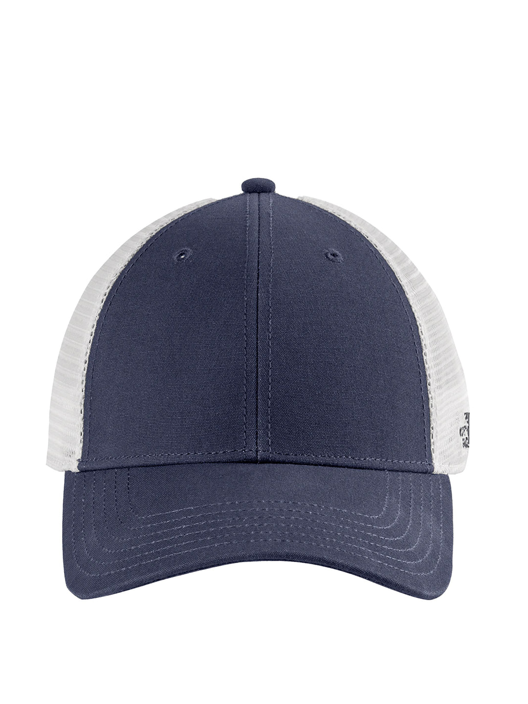 Front view of navy The North Face Ultimate Trucker Cap with structured crown and contrast stitching for stylish headwear.