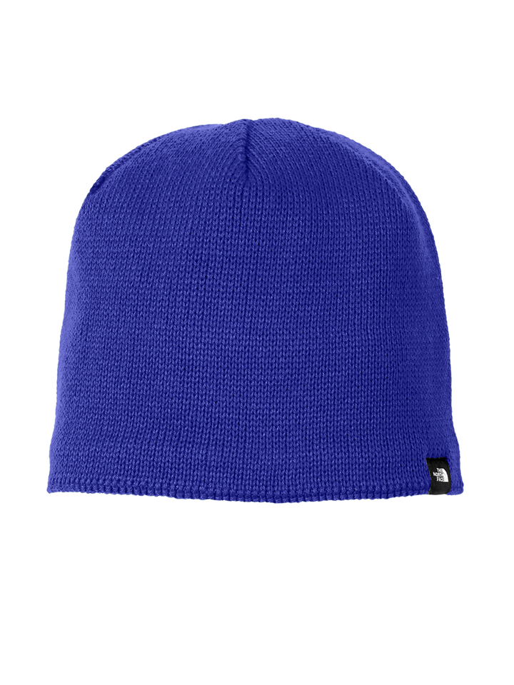 Royal blue The North Face® Mountain Beanie with a soft knit texture and a snug fit. Designed for warmth and outdoor adventures.