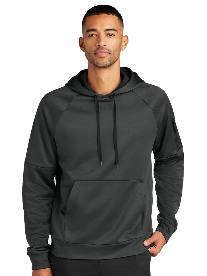 Customizable Nike Therma-FIT Hoodie in dark green with a sleek design and sleeve pocket. Perfect for personalized business or team apparel.