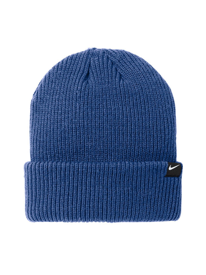 Royal blue Nike Terra Beanie with a ribbed knit texture and embroidered logo. A fashionable and warm choice for custom branding or personal use.