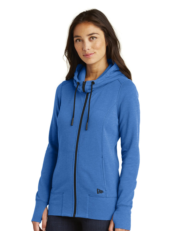 New Era Ladies Tri-Blend Fleece Zip-Up Hoodie (7.1 oz 55/34/11 Cotton, Poly & Rayon Fleece Blend)