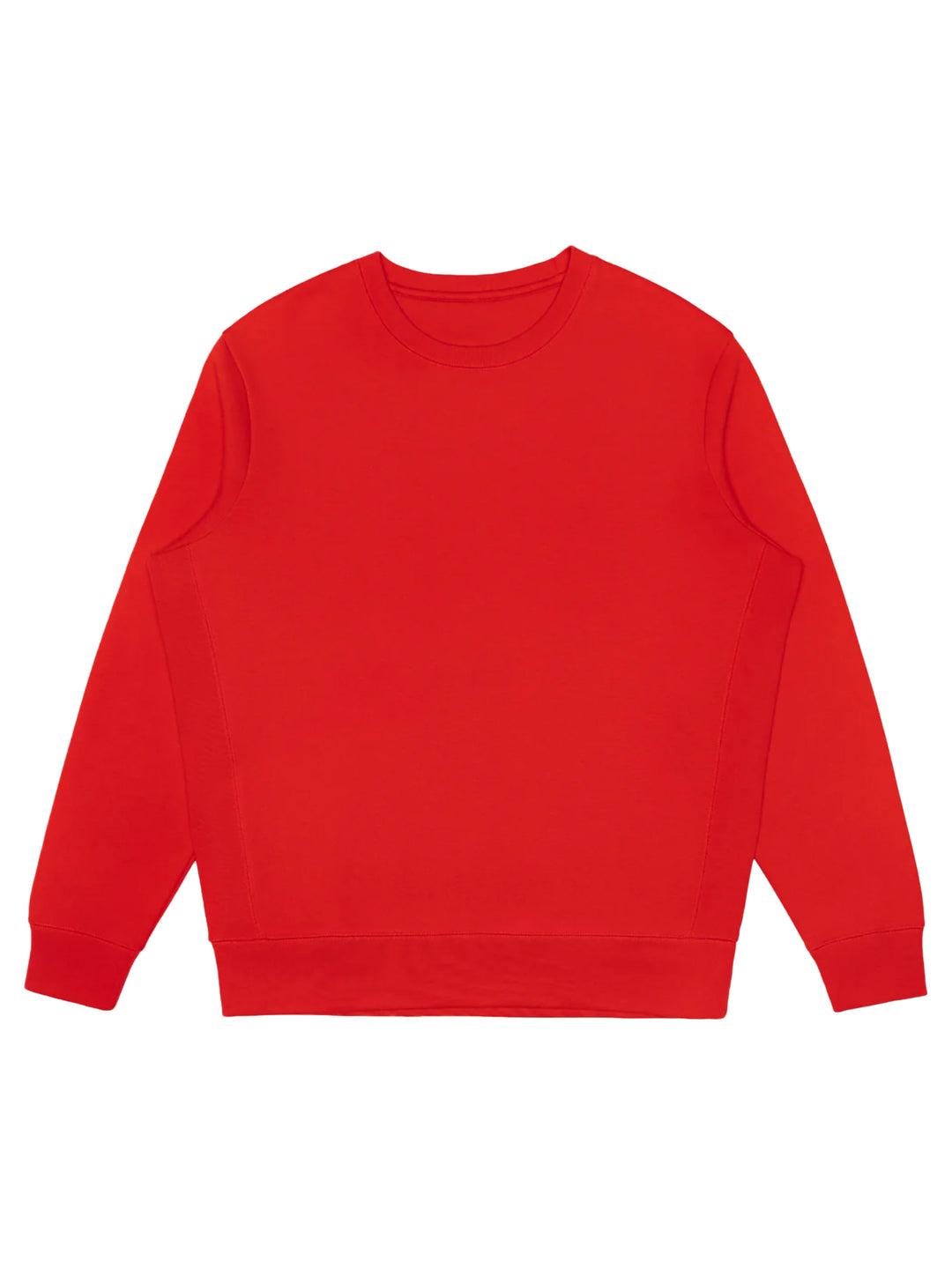 Bright red Original Favorites crewneck sweatshirt with a bold look. Heavyweight fabric ensures warmth and durability.