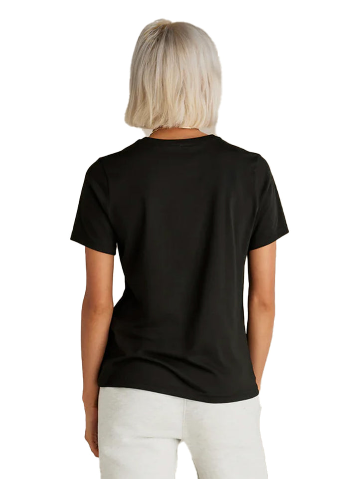 Back view of black Original Favorites Women’s Supima Cotton T-Shirt. Smooth, durable fabric with a classic fit for comfort and style.