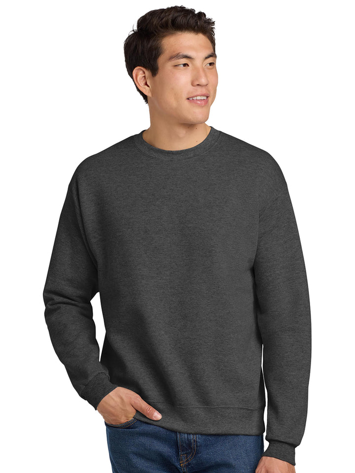 Hanes EcoSmart Crewneck Sweatshirt in charcoal gray. A comfortable and eco-friendly pullover perfect for custom designs.