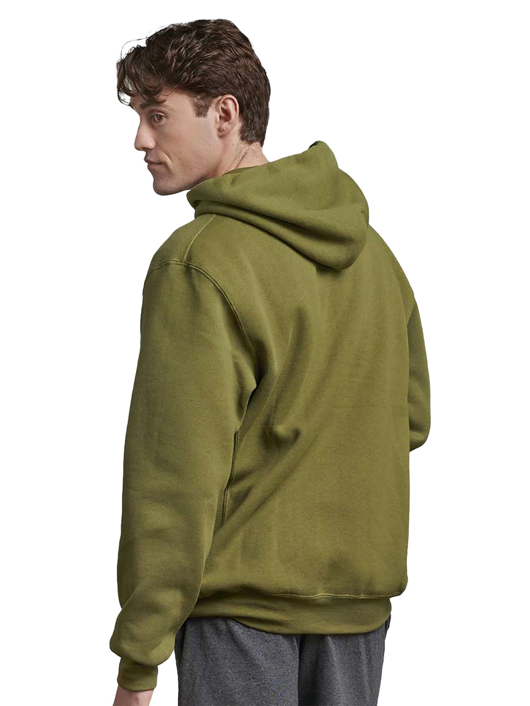 Olive green Russell Athletic Dri Power Hoodie back view