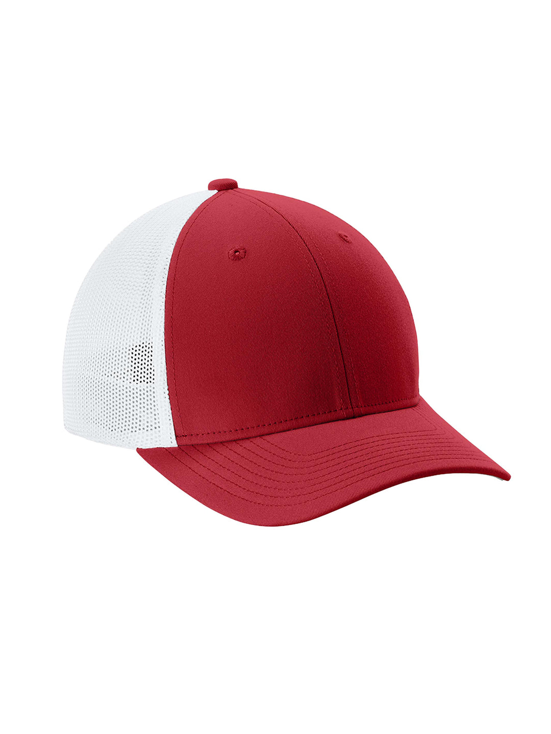 Custom Sport-Tek® Stretch-Tek Mesh Back Cap in red with a white mesh back. Stylish, breathable, and stretchable for a comfortable fit.