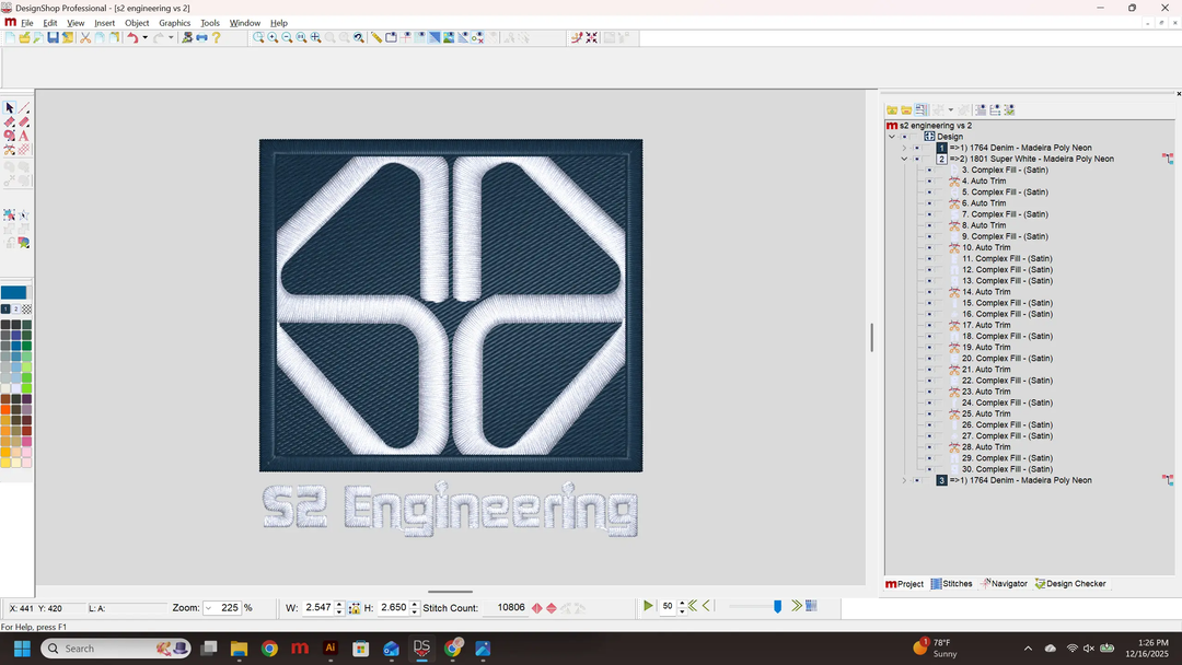 S2 Engineering Embroidery