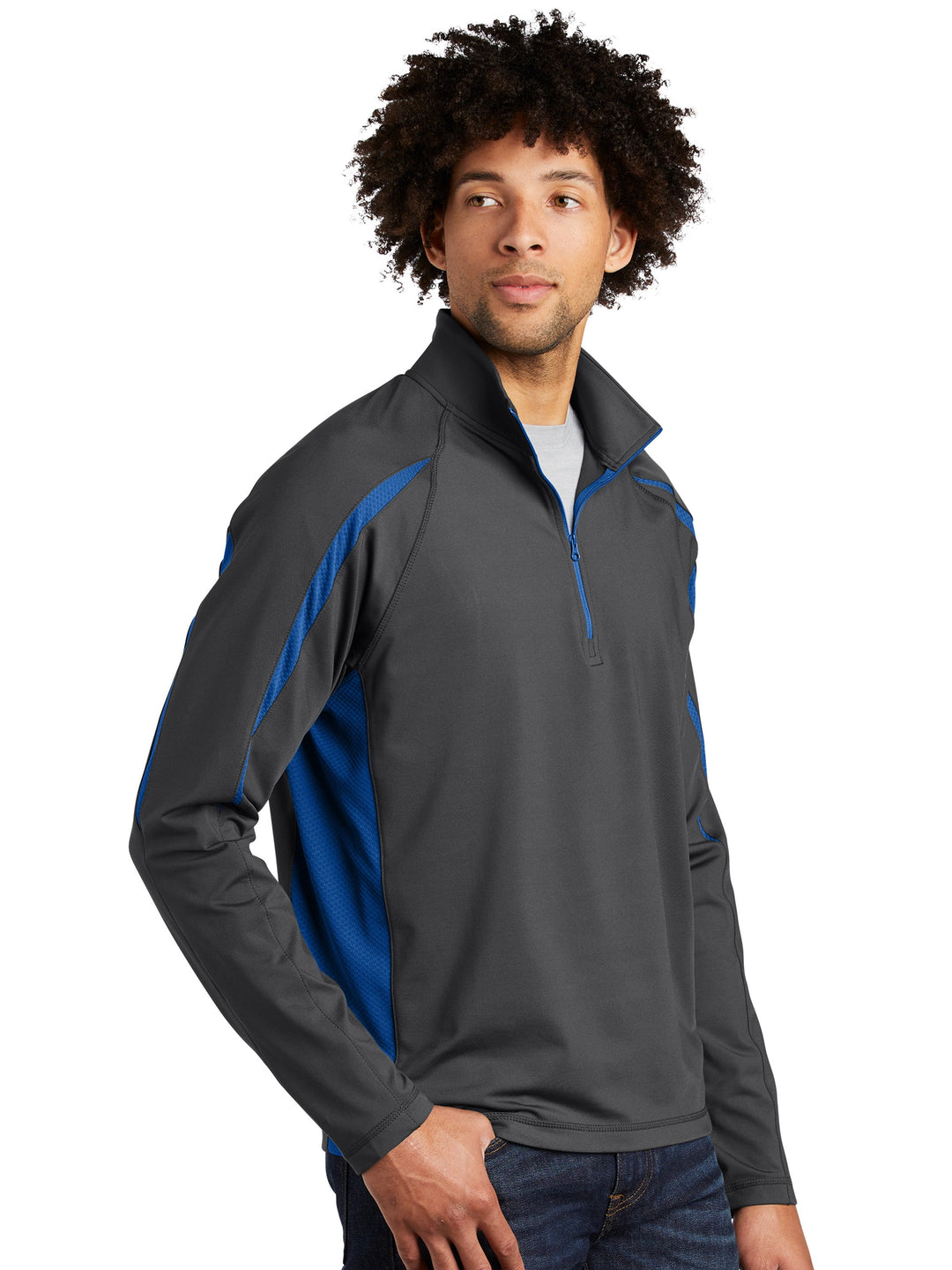 Sport-Tek Sport-Wick Stretch 1/2 Zip Colorblock Pullover