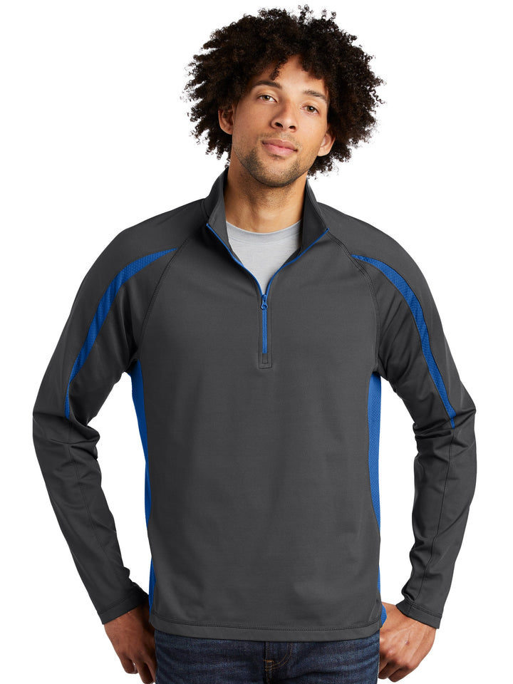 Sport-Tek Sport-Wick Stretch 1/2 Zip Colorblock Pullover