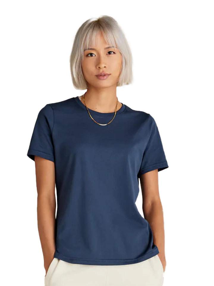 Navy blue Original Favorites Women’s Supima Cotton T-Shirt. High-quality, eco-friendly, and perfect for adding custom designs or logos.