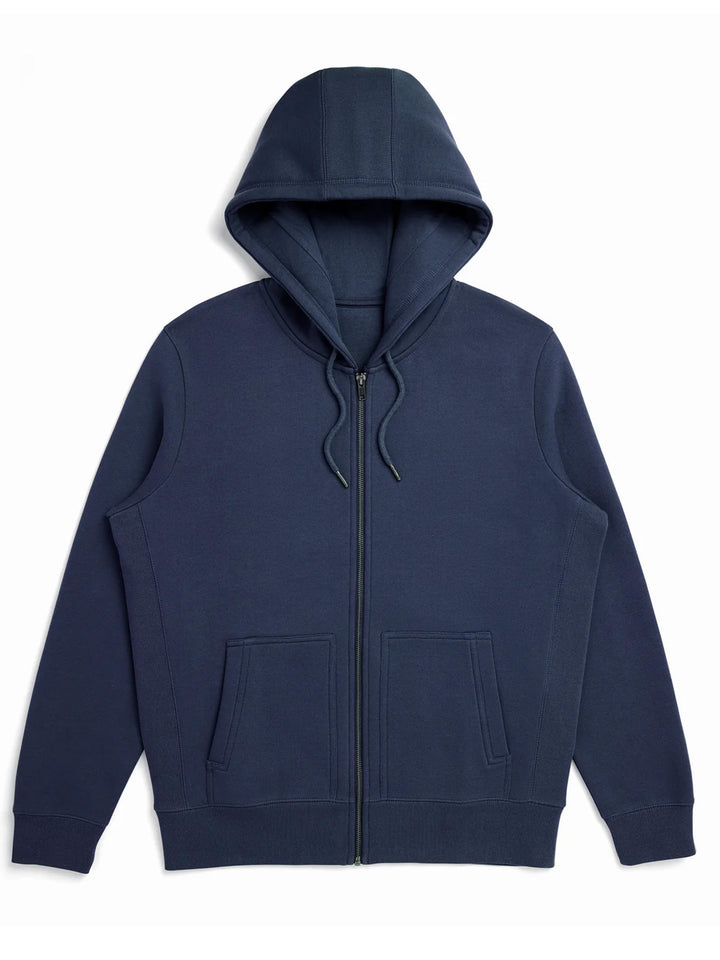 Navy blue Original Favorites Heavy Weight Zip Up Hoodie. A premium, heavyweight zip-up hoodie made from organic cotton for a stylish and cozy fit.